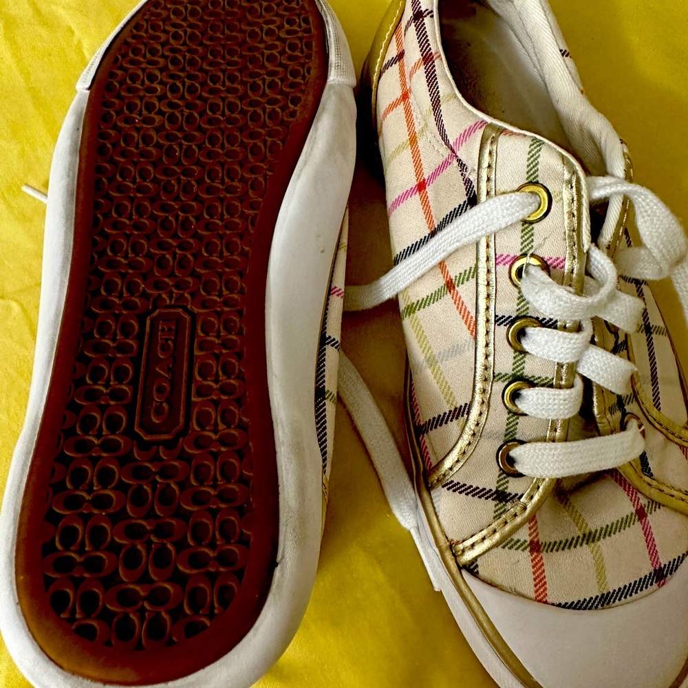 Coach plaid tennis shoes.